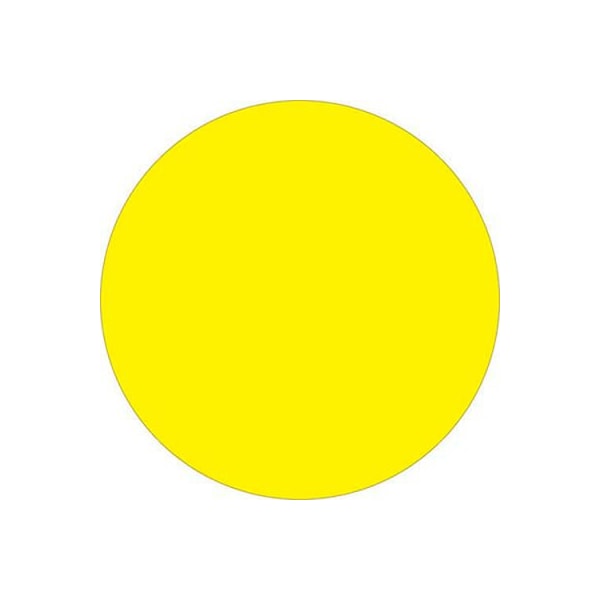 Box Packaging 1" Dia. Round Removable Labels, Fluorescent Yellow, Roll of 500 DL1389FY - main